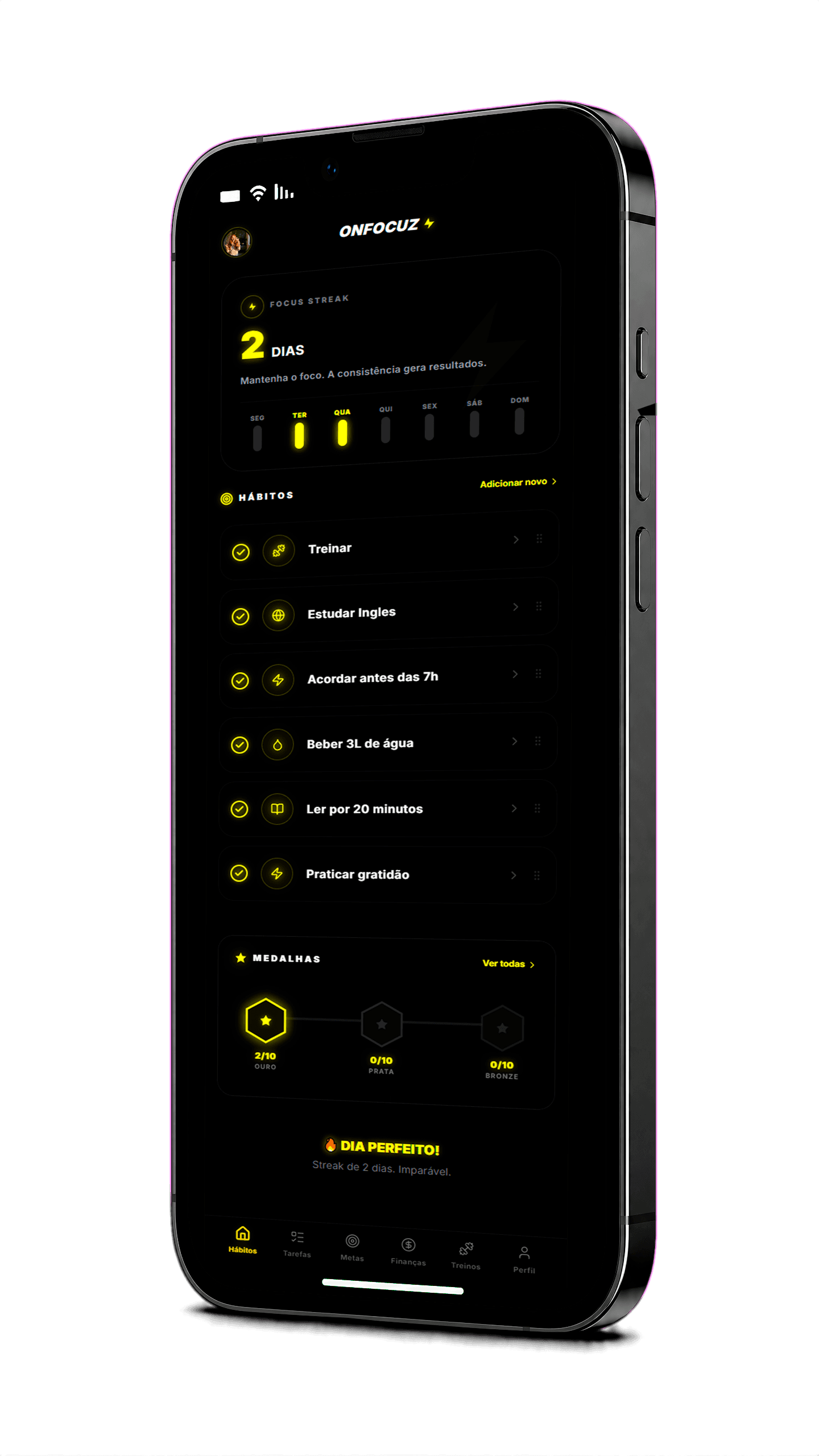 OnFocuz App — Tela de Hábitos